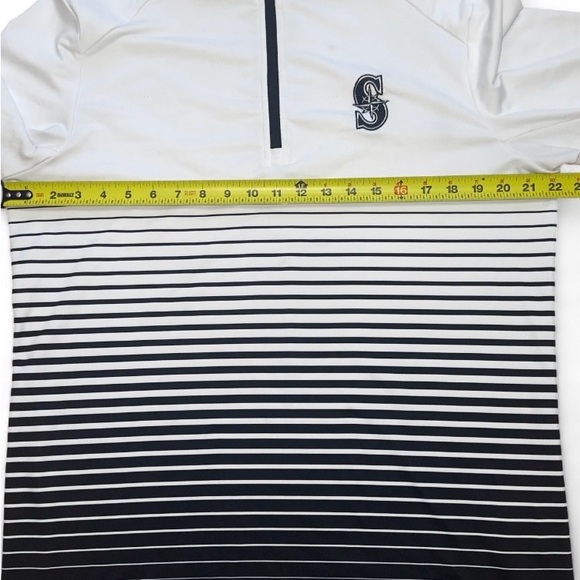 Levelwear White and Black Striped Quarter-Zip Pullover Medium - Picture 6 of 8
